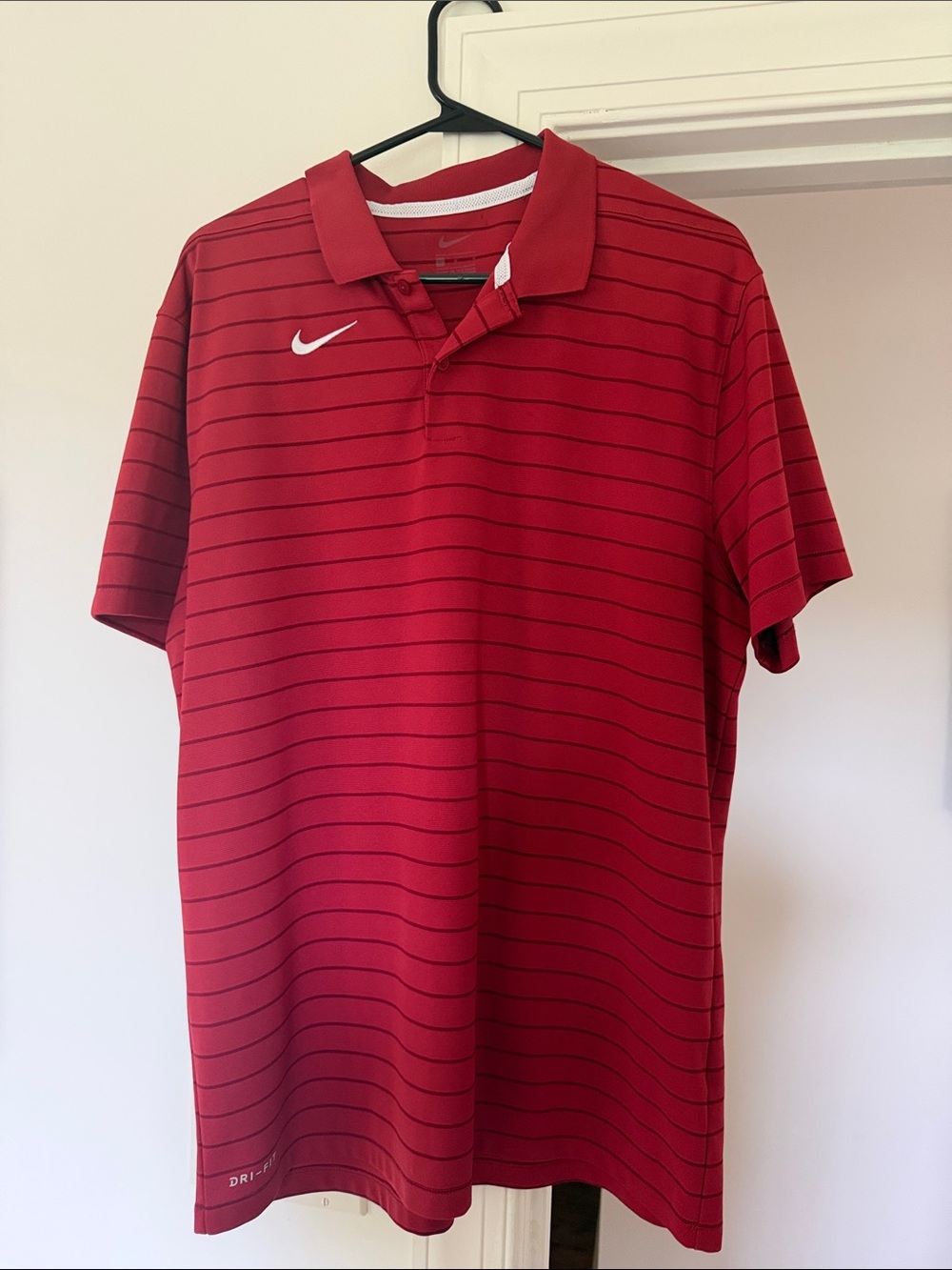 Nike Red Horizontal-Striped Golf Polo
